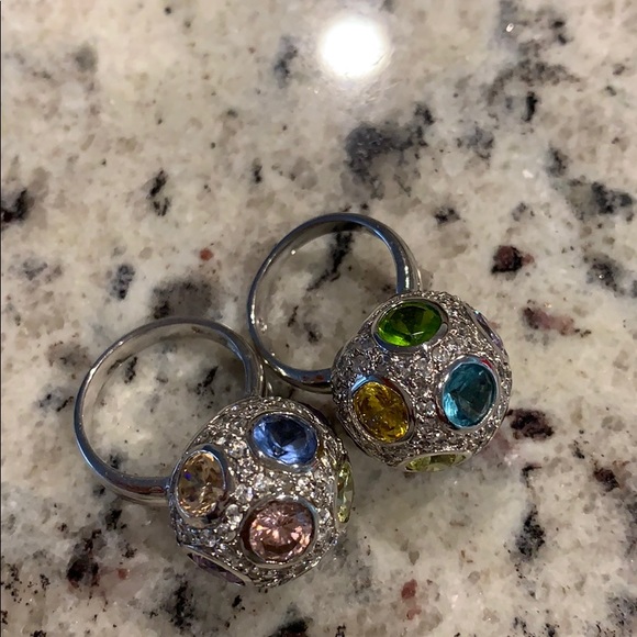 Silver Ball Stone Rings - Picture 2 of 16